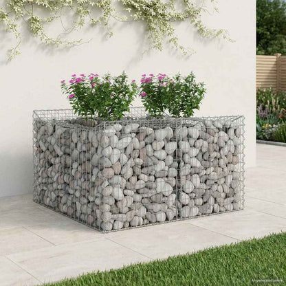 Gabion Raised Bed 2 pcs Galvanised Steel Depth 100 cm 100 cm 60 cm