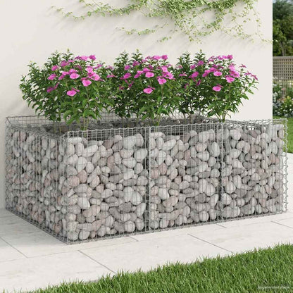 Gabion Raised Bed 2 pcs Galvanised Steel Depth 100 cm 150 cm 60 cm