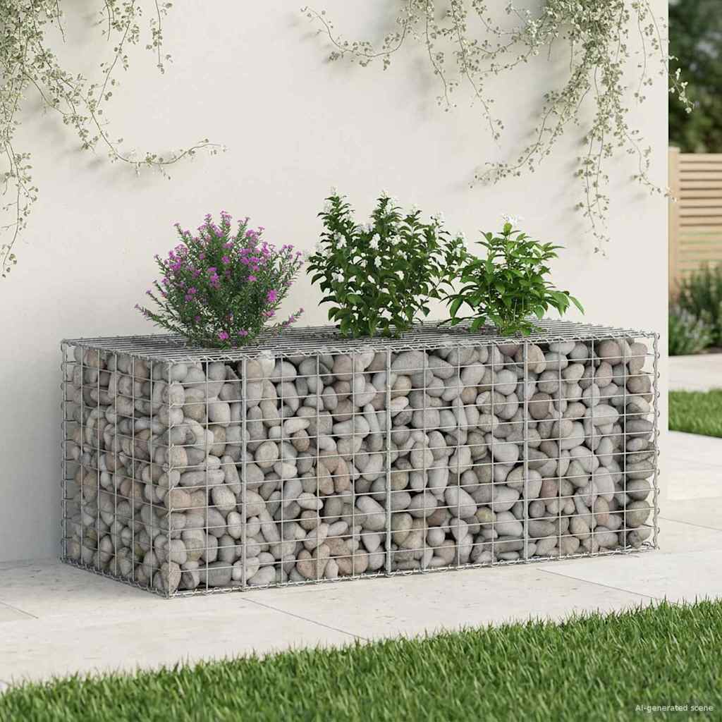 Gabion Raised Bed Galvanised Steel Silver 140 cm 55 cm 60 cm