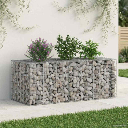 Gabion Raised Bed Galvanised Steel Silver 140 cm 55 cm 60 cm