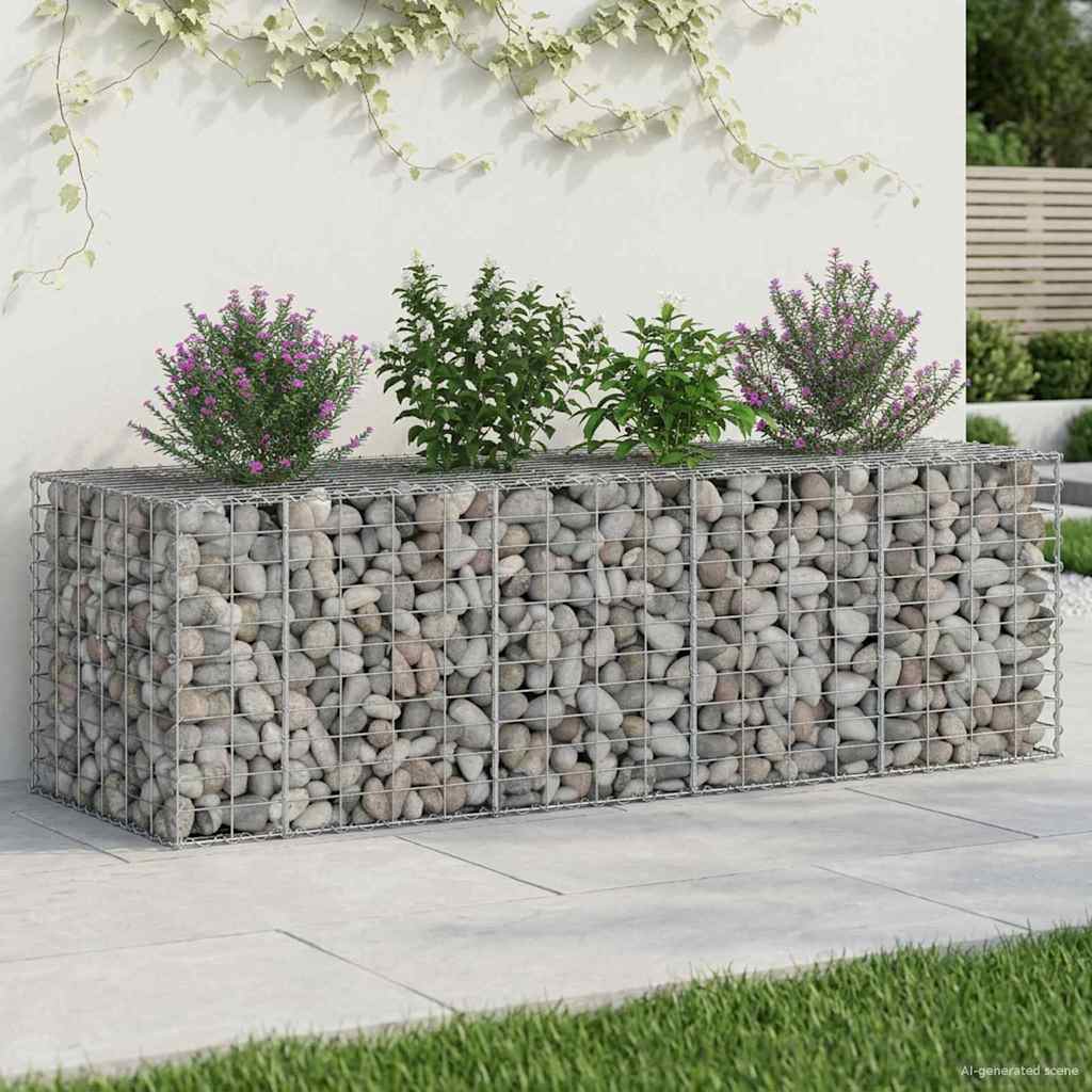 Gabion Raised Bed Galvanised Steel Silver 180 cm 55 cm 60 cm