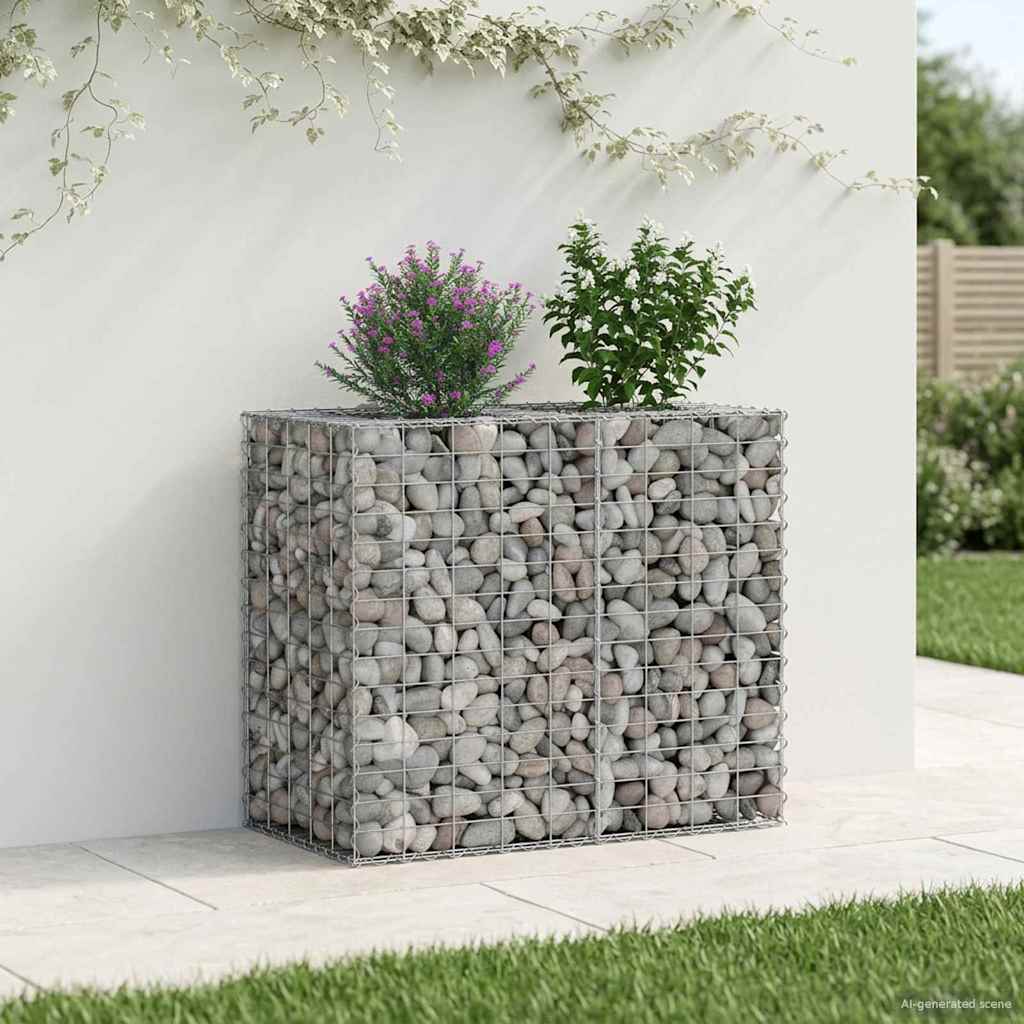 Gabion Raised Bed Galvanised Steel Silver 90 cm 80 cm 50 cm