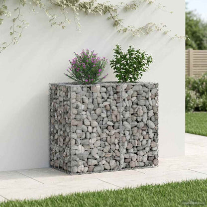 Gabion Raised Bed Galvanised Steel Silver 90 cm 80 cm 50 cm
