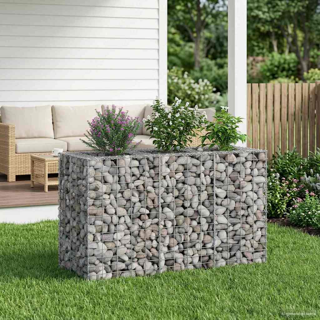 Gabion Raised Bed Galvanised Steel Silver 130 cm 80 cm 50 cm