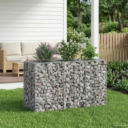Gabion Raised Bed Galvanised Steel Silver 130 cm 80 cm 50 cm