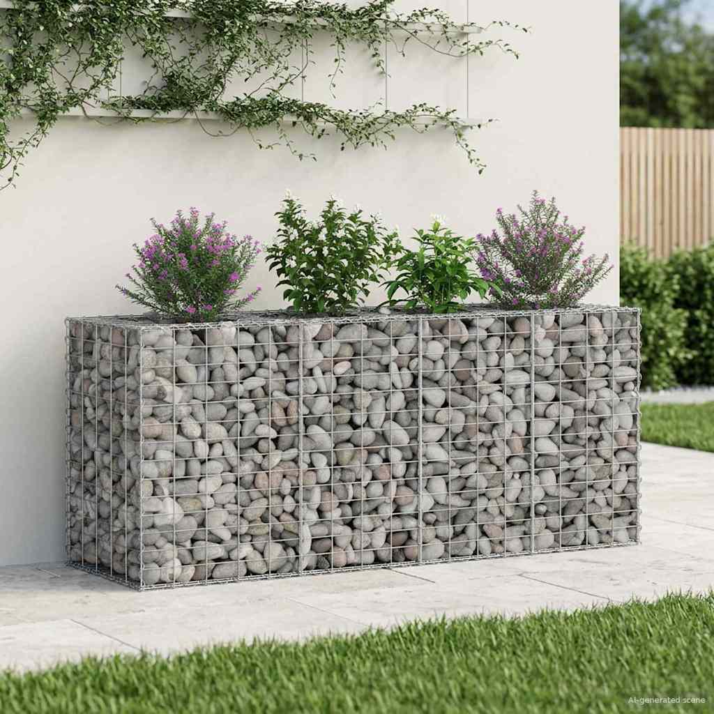 Gabion Raised Bed Galvanised Steel Silver 170 cm 80 cm 50 cm