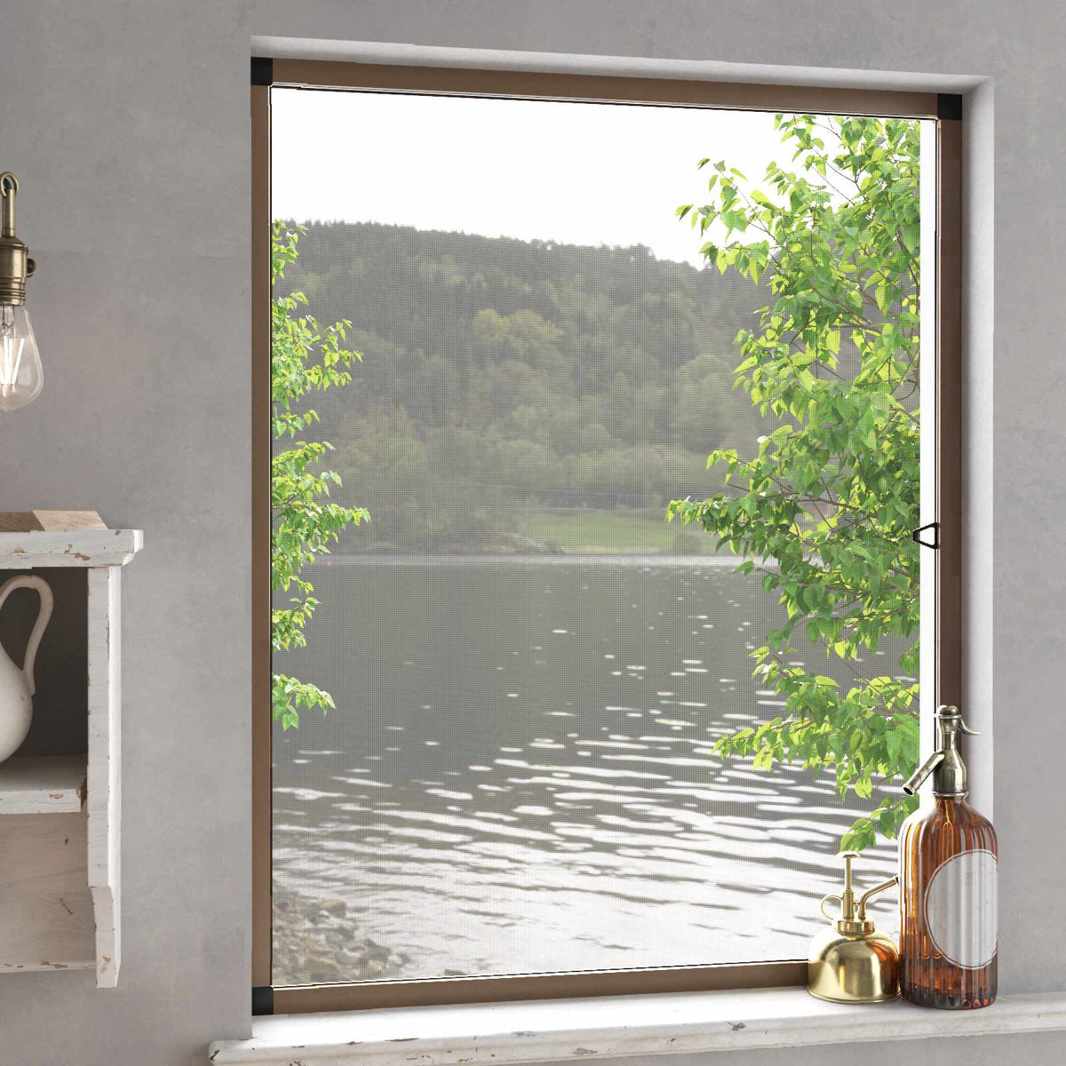 Insect Screen for Windows Brown 120 cm 140 cm