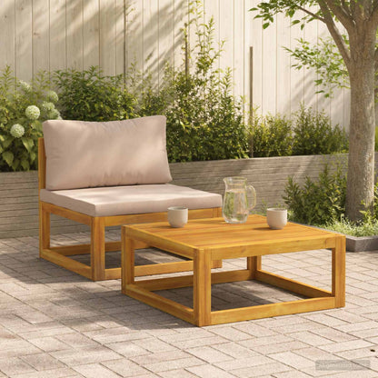 vidaXL Sectional with Cushions Solid Acacia Wood Natural Taupe