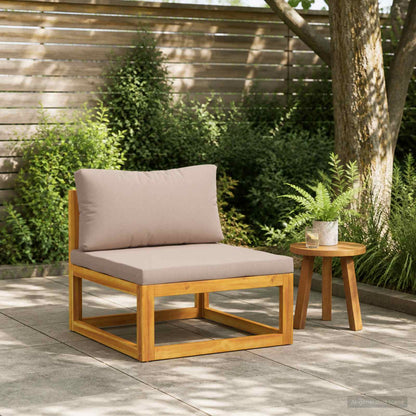 vidaXL Sectional with Cushions Solid Acacia Wood Natural Taupe