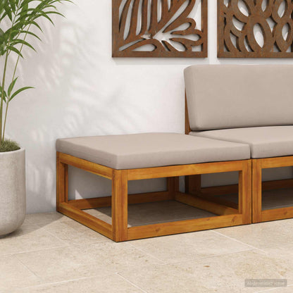 vidaXL Sectional with Cushions Solid Acacia Wood Natural Taupe