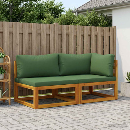 vidaXL Sectional with Cushions Solid Acacia Wood Natural Green
