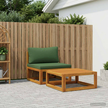 vidaXL Sectional with Cushions Solid Acacia Wood Natural Green