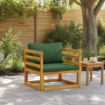vidaXL Sectional with Cushions Solid Acacia Wood Natural Green