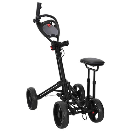 vidaXL Golf Trolley with Seat Black Aluminium Foldable 1
