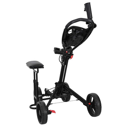 vidaXL Golf Trolley with Seat Black Aluminium Foldable 5