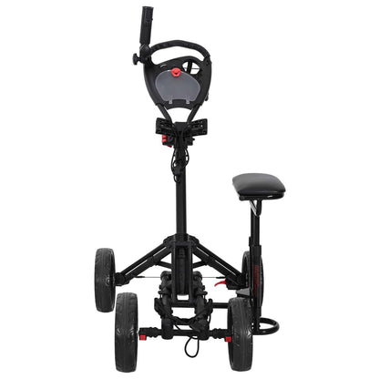 vidaXL Golf Trolley with Seat Black Aluminium Foldable 3