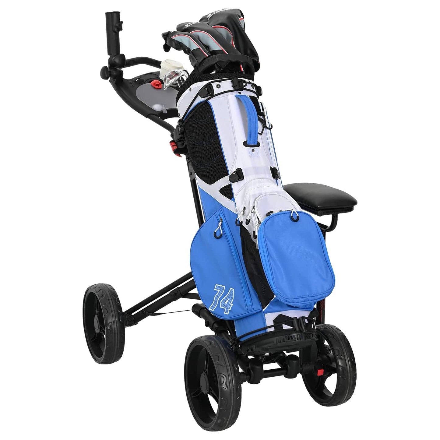 vidaXL Golf Trolley with Seat Black Aluminium Foldable 2