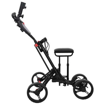 vidaXL Golf Trolley with Seat Black Aluminium Foldable 4