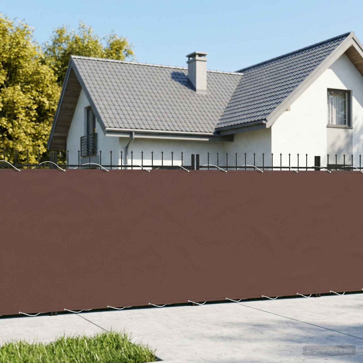 Balcony Privacy Screen Fabric PU Coated Brown