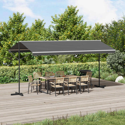 Free Standing Awning Polyester Grey 5 x 3 m with anthracite frame