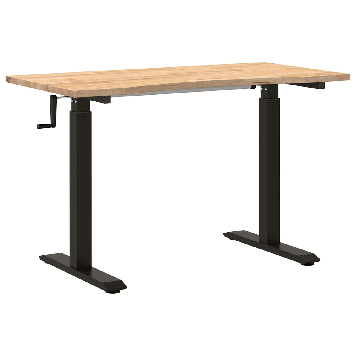 vidaXL Desk with Storage Black and Natural 120 x 60 cm Solid Oak Wood 2