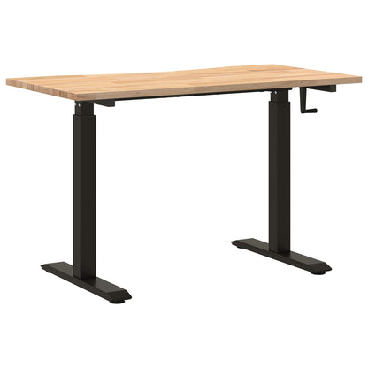 vidaXL Desk with Storage Black and Natural 120 x 60 cm Solid Oak Wood 6