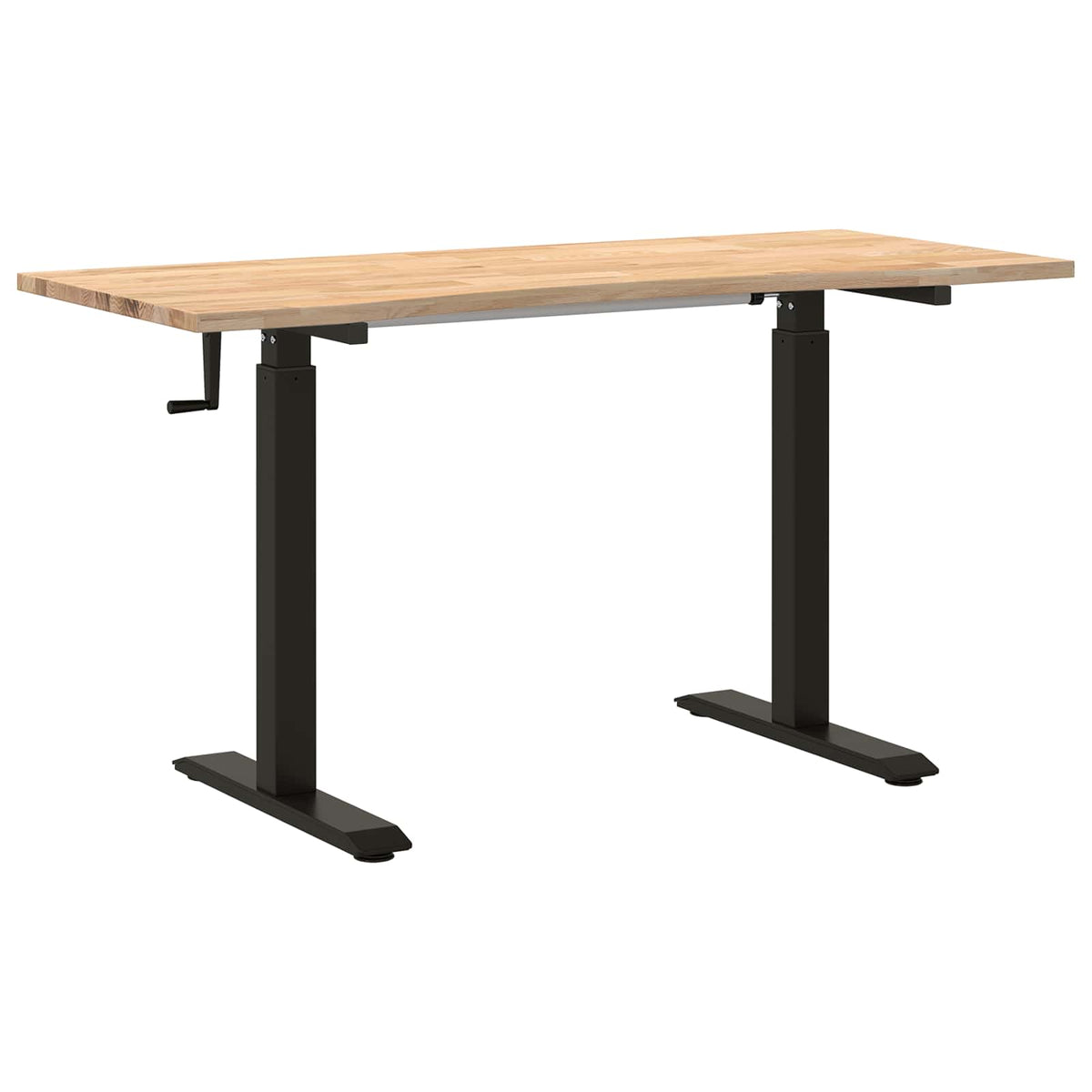 vidaXL Desk with Storage Black and Natural 140 x 60 cm Solid Oak Wood 2