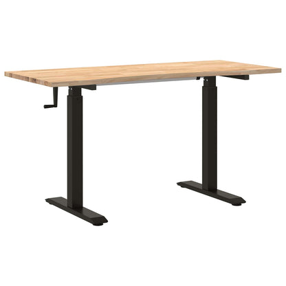 vidaXL Desk with Storage Black and Natural 140 x 60 cm Solid Oak Wood 2
