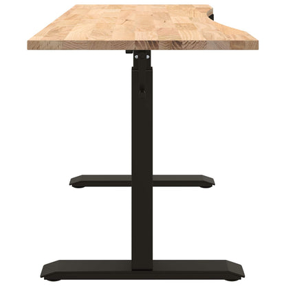 vidaXL Desk with Storage Black and Natural 140 x 60 cm Solid Oak Wood 5