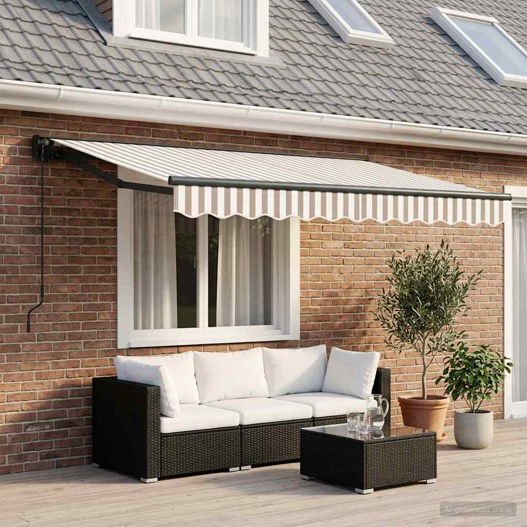vidaXL Retractable Awning Light Grey and White 3 x 2.5 m 1