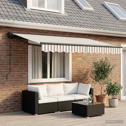 vidaXL Retractable Awning Light Grey and White 3 x 2.5 m 1