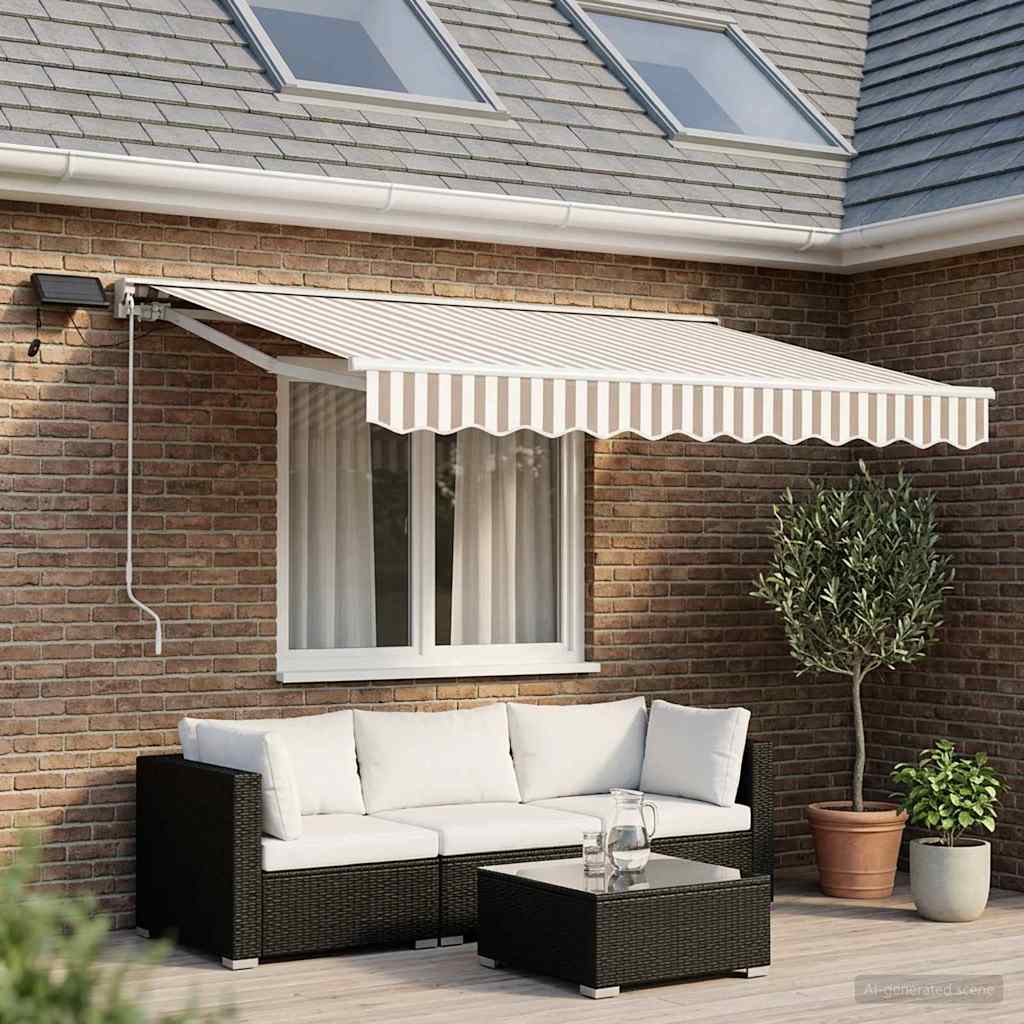 vidaXL Manual Awning Frame with LEDs Light Grey and White 3 x 2.5 m 1