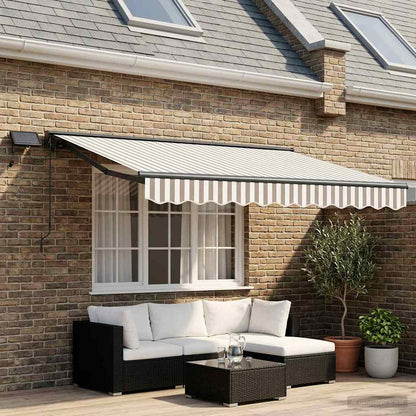 vidaXL Manual Awning Frame with LEDs Light Grey and White 3.5 x 2.5 m 3