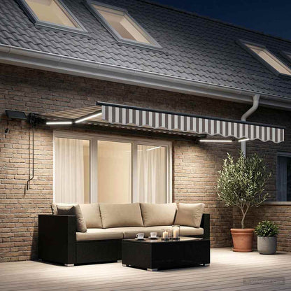 vidaXL Manual Awning Frame with LEDs Light Grey and White 3.5 x 2.5 m 1