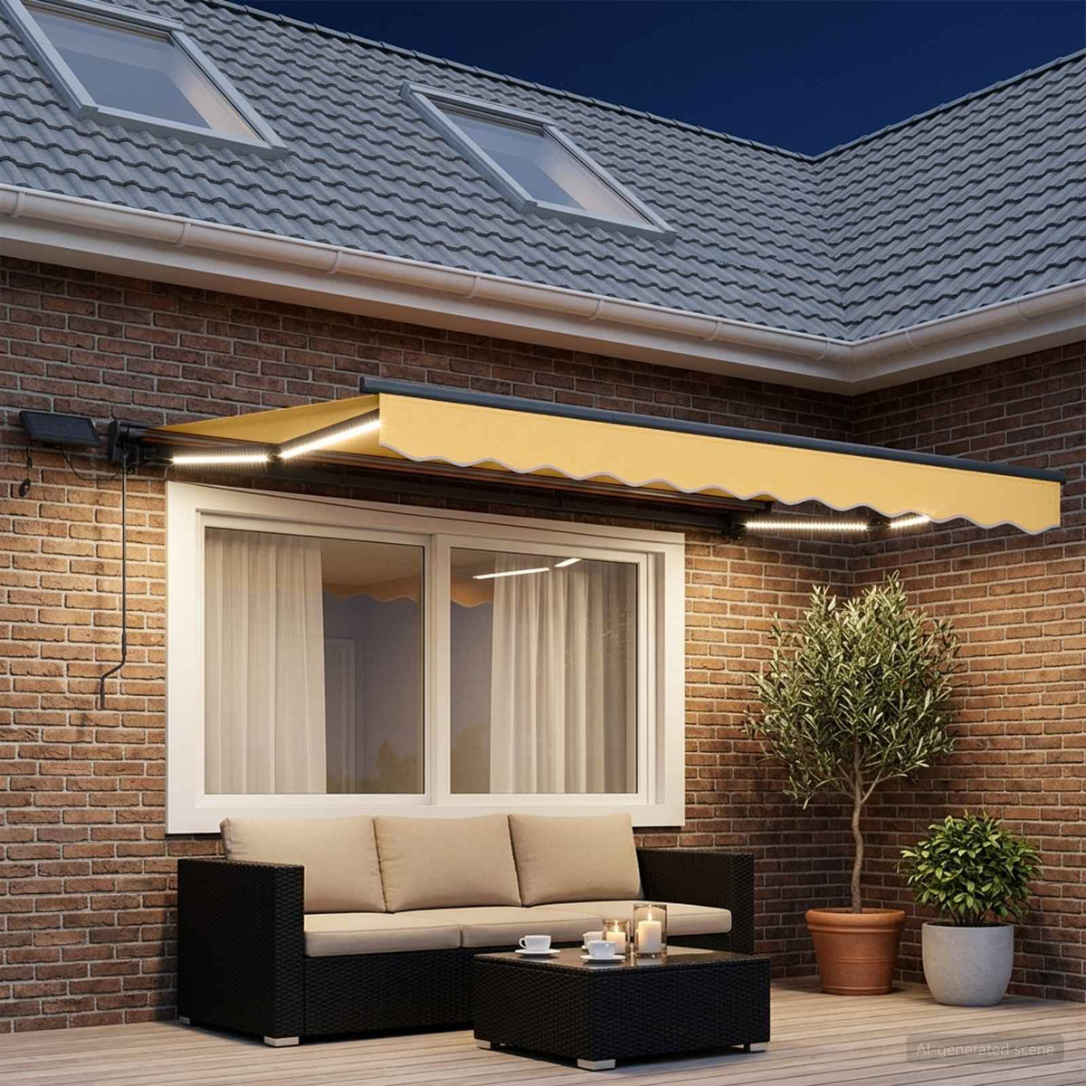 vidaXL Manual Awning Frame with LEDs Sand 2.5 x 2 m 3