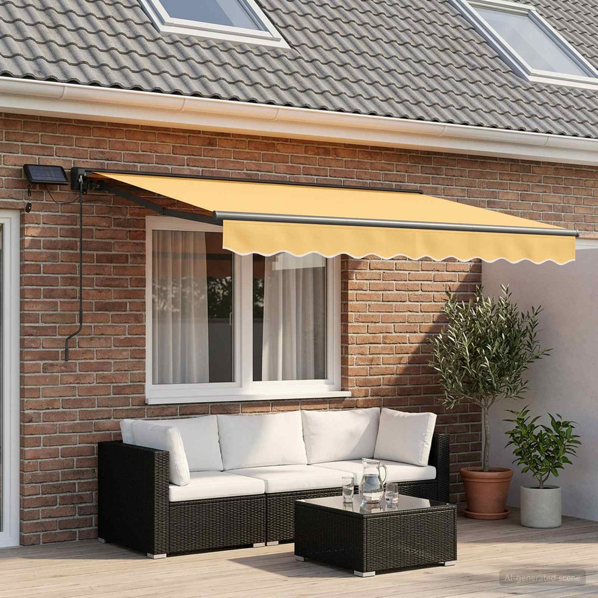 vidaXL Manual Awning Frame with LEDs Sand 2.5 x 2 m 1