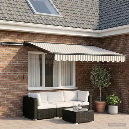 Solar Electric Awning 3.5 x 2.5 m 100% Polyester Anthracite Light grey and white