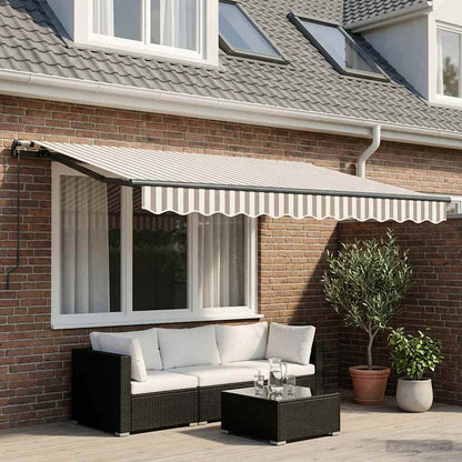 vidaXL Retractable Awning Light Grey and White 300 x 250 cm 1
