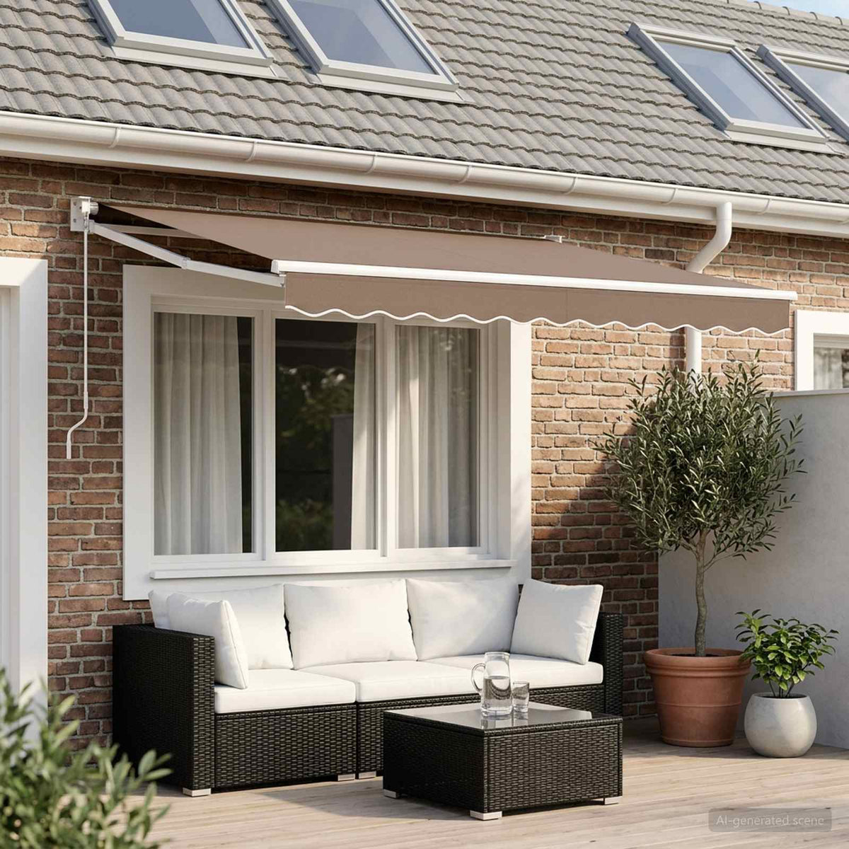 vidaXL Retractable Awning Taupe 3.5 x 2 m 100% Polyester and Aluminium 1