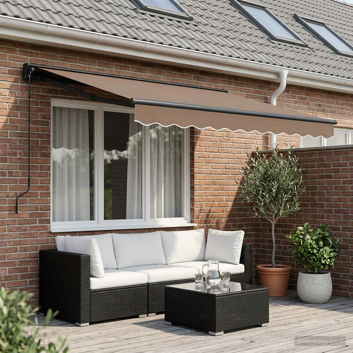 vidaXL Manual Retractable Awning Taupe 3.5 x 2 m 1