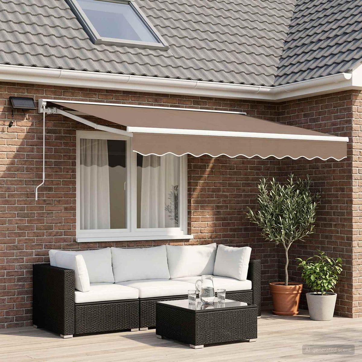 vidaXL Manual Awning Frame with LEDs Taupe 3.5 x 2 m 1