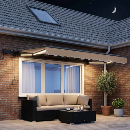 vidaXL Manual Awning Frame with LEDs Taupe 3.5 x 2 m 3