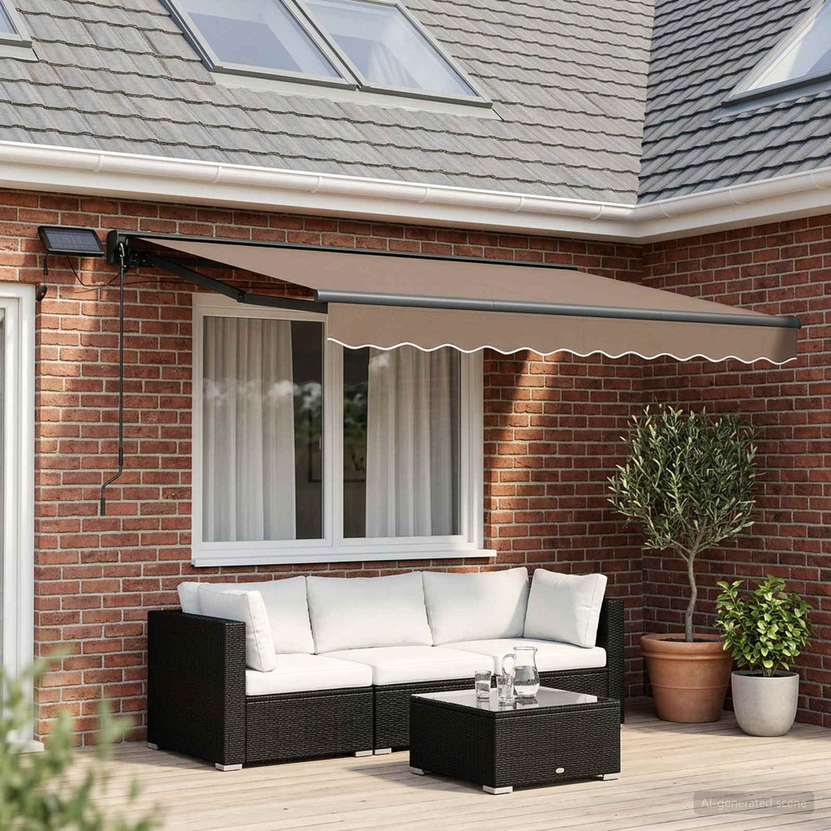 vidaXL Manual Awning Frame with LEDs Taupe 3.5 x 2 m 1