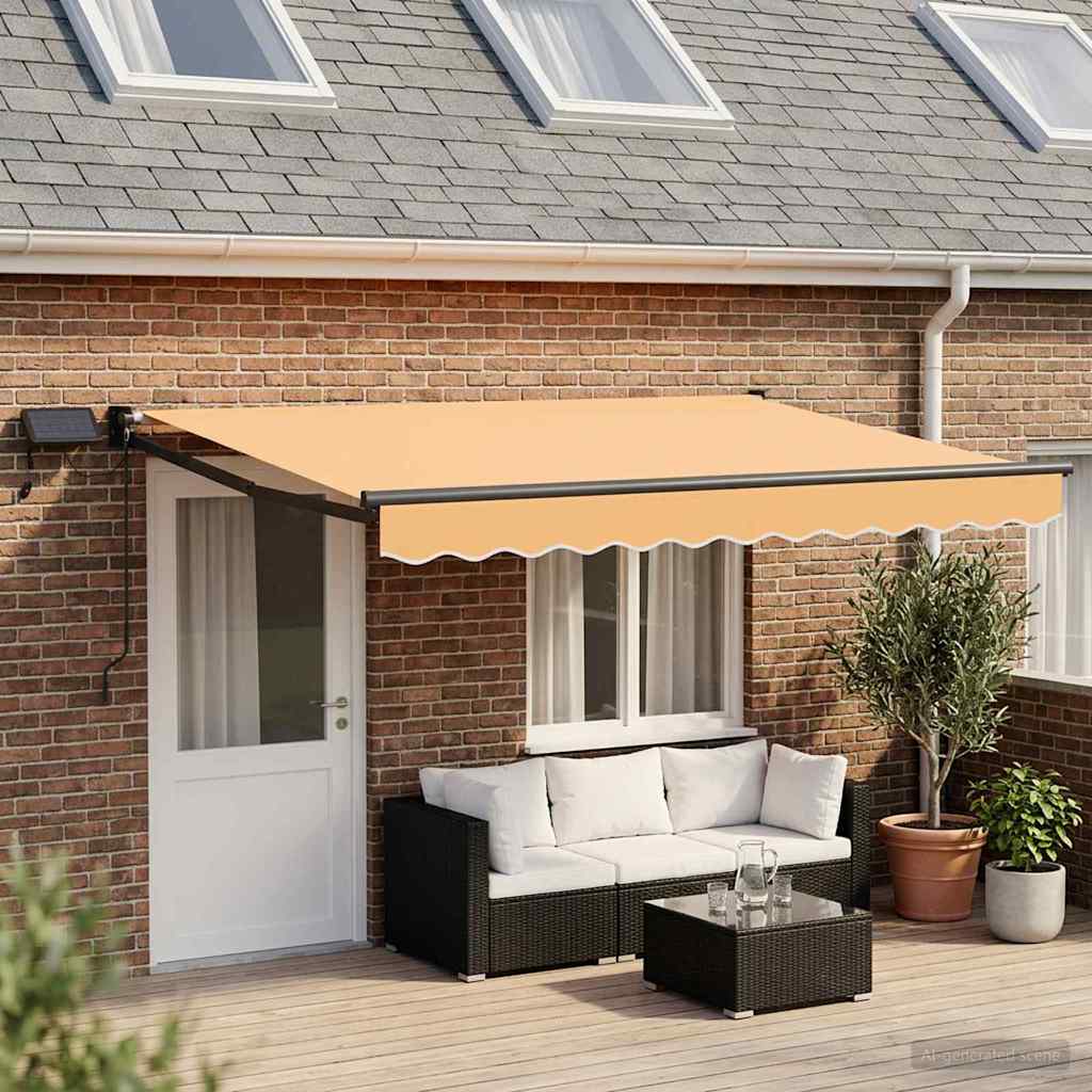 Manual Awning with Solar LED 4.5 x 3 m Anthracite Sand