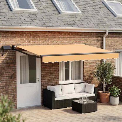 Manual Awning with Solar LED 5 x 3 m 100% Polyester Anthracite Sand
