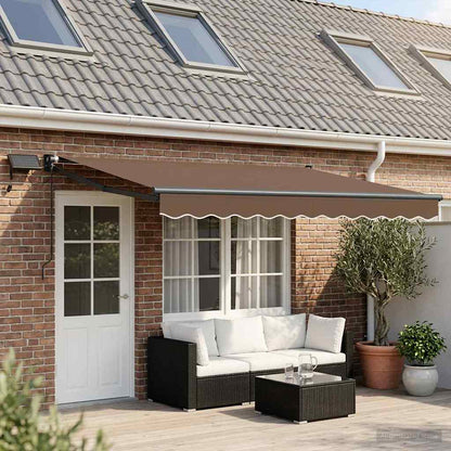 Manual Awning with Solar LED 4 x 3 m 100% Polyester Anthracite Drop 3 m Width 4 m Taupe