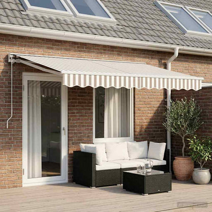 Manual Awning Polyester Light grey white frame