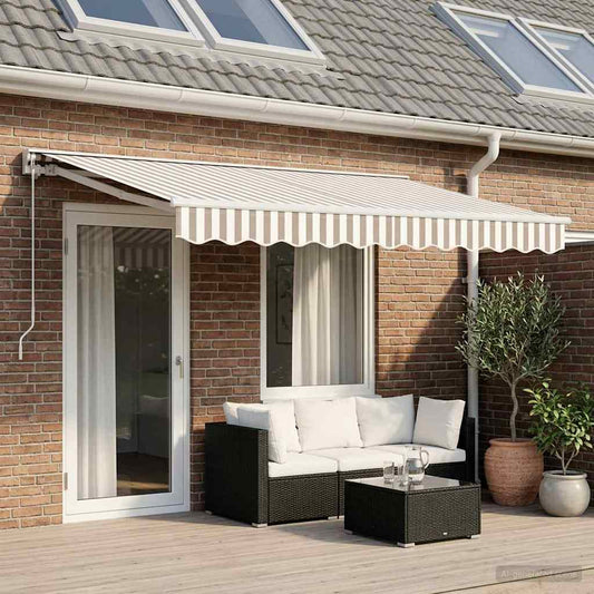 Manual Awning Polyester Light grey white frame