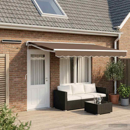 Solar Electric Awning 5 x 3 m Stripe White Taupe