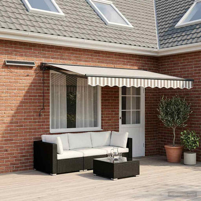 Solar Electric Awning 5 x 3.5 m 100% Polyester Anthracite Light grey and white